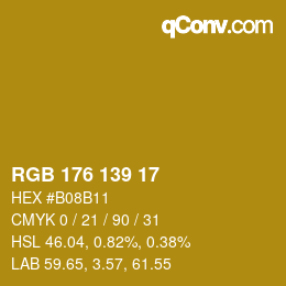 Color code: RGB 176 139 17 | qconv.com