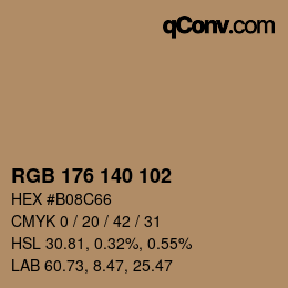 Color code: RGB 176 140 102 | qconv.com