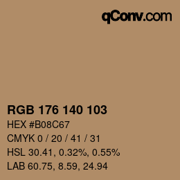 Color code: RGB 176 140 103 | qconv.com