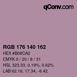 カラーコード: RGB 176 140 162 | qconv.com