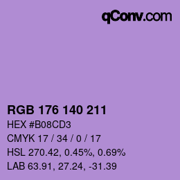 カラーコード: RGB 176 140 211 | qconv.com