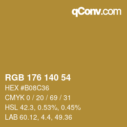 カラーコード: RGB 176 140 54 | qconv.com