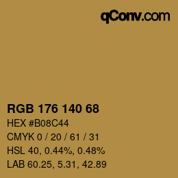 カラーコード: RGB 176 140 68 | qconv.com