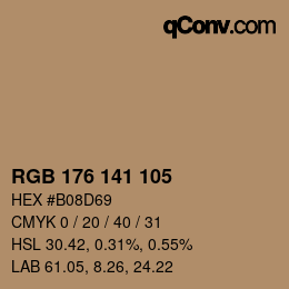 Color code: RGB 176 141 105 | qconv.com