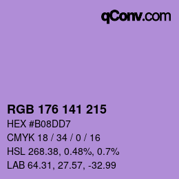 Color code: RGB 176 141 215 | qconv.com