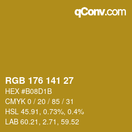 Farbcode: RGB 176 141 27 | qconv.com