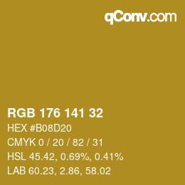 Color code: RGB 176 141 32 | qconv.com