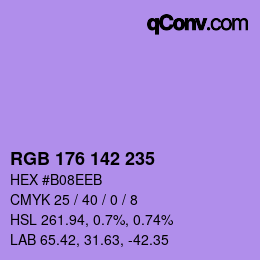Color code: RGB 176 142 235 | qconv.com