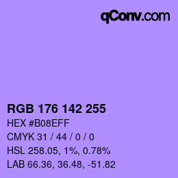 Color code: RGB 176 142 255 | qconv.com