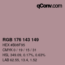 Color code: RGB 176 143 149 | qconv.com