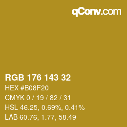 Color code: RGB 176 143 32 | qconv.com
