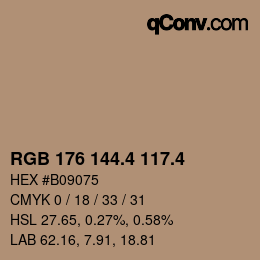 カラーコード: RGB 176 144.4 117.4 | qconv.com