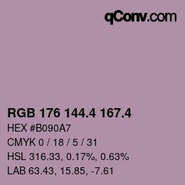 カラーコード: RGB 176 144.4 167.4 | qconv.com