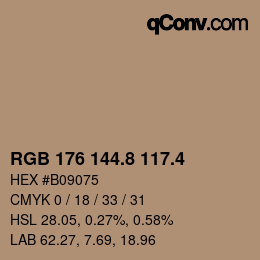 カラーコード: RGB 176 144.8 117.4 | qconv.com