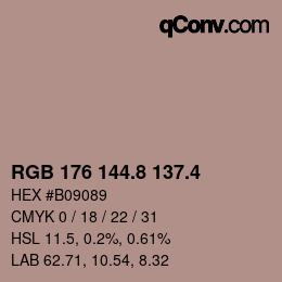 カラーコード: RGB 176 144.8 137.4 | qconv.com
