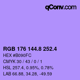 カラーコード: RGB 176 144.8 252.4 | qconv.com