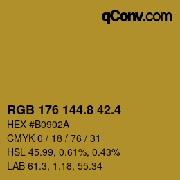 カラーコード: RGB 176 144.8 42.4 | qconv.com