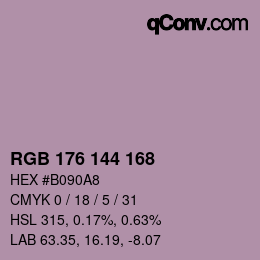 Color code: RGB 176 144 168 | qconv.com