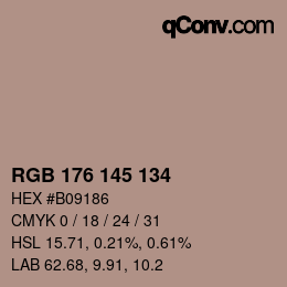 Color code: RGB 176 145 134 | qconv.com