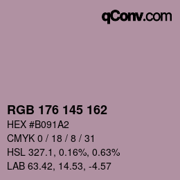 Color code: RGB 176 145 162 | qconv.com
