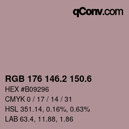 カラーコード: RGB 176 146.2 150.6 | qconv.com