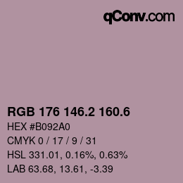 カラーコード: RGB 176 146.2 160.6 | qconv.com