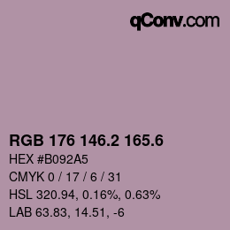 カラーコード: RGB 176 146.2 165.6 | qconv.com