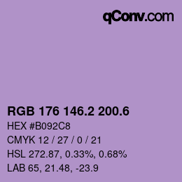 カラーコード: RGB 176 146.2 200.6 | qconv.com