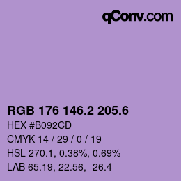 カラーコード: RGB 176 146.2 205.6 | qconv.com