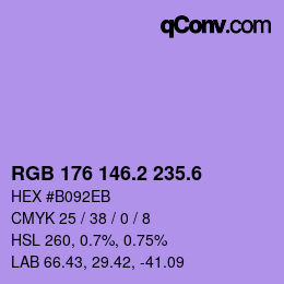 カラーコード: RGB 176 146.2 235.6 | qconv.com