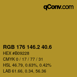 カラーコード: RGB 176 146.2 40.6 | qconv.com