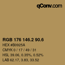 カラーコード: RGB 176 146.2 90.6 | qconv.com