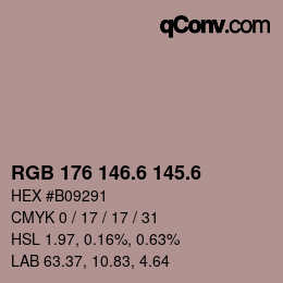 カラーコード: RGB 176 146.6 145.6 | qconv.com