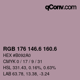 カラーコード: RGB 176 146.6 160.6 | qconv.com