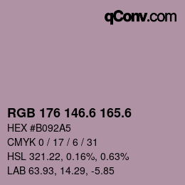カラーコード: RGB 176 146.6 165.6 | qconv.com
