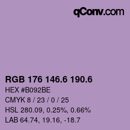 カラーコード: RGB 176 146.6 190.6 | qconv.com