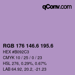 カラーコード: RGB 176 146.6 195.6 | qconv.com