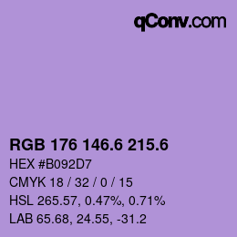 カラーコード: RGB 176 146.6 215.6 | qconv.com