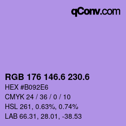 カラーコード: RGB 176 146.6 230.6 | qconv.com