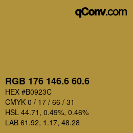 カラーコード: RGB 176 146.6 60.6 | qconv.com