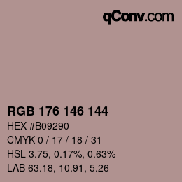 Color code: RGB 176 146 144 | qconv.com
