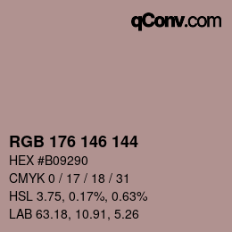 Color code: RGB 176 146 144 | qconv.com