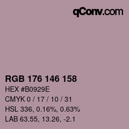 颜色代码: RGB 176 146 158 | qconv.com