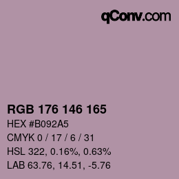 Farbcode: RGB 176 146 165 | qconv.com