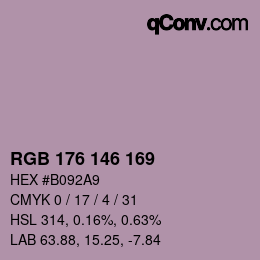 颜色代码: RGB 176 146 169 | qconv.com
