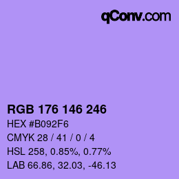 Color code: RGB 176 146 246 | qconv.com