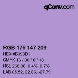 Color code: RGB 176 147 209 | qconv.com