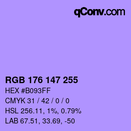 Color code: RGB 176 147 255 | qconv.com