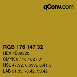 Color code: RGB 176 147 32 | qconv.com