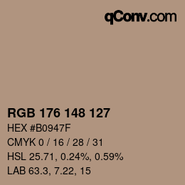 カラーコード: RGB 176 148 127 | qconv.com